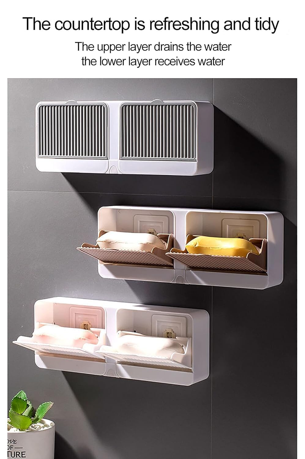 Double Bar Soap Dish with Drainage Box