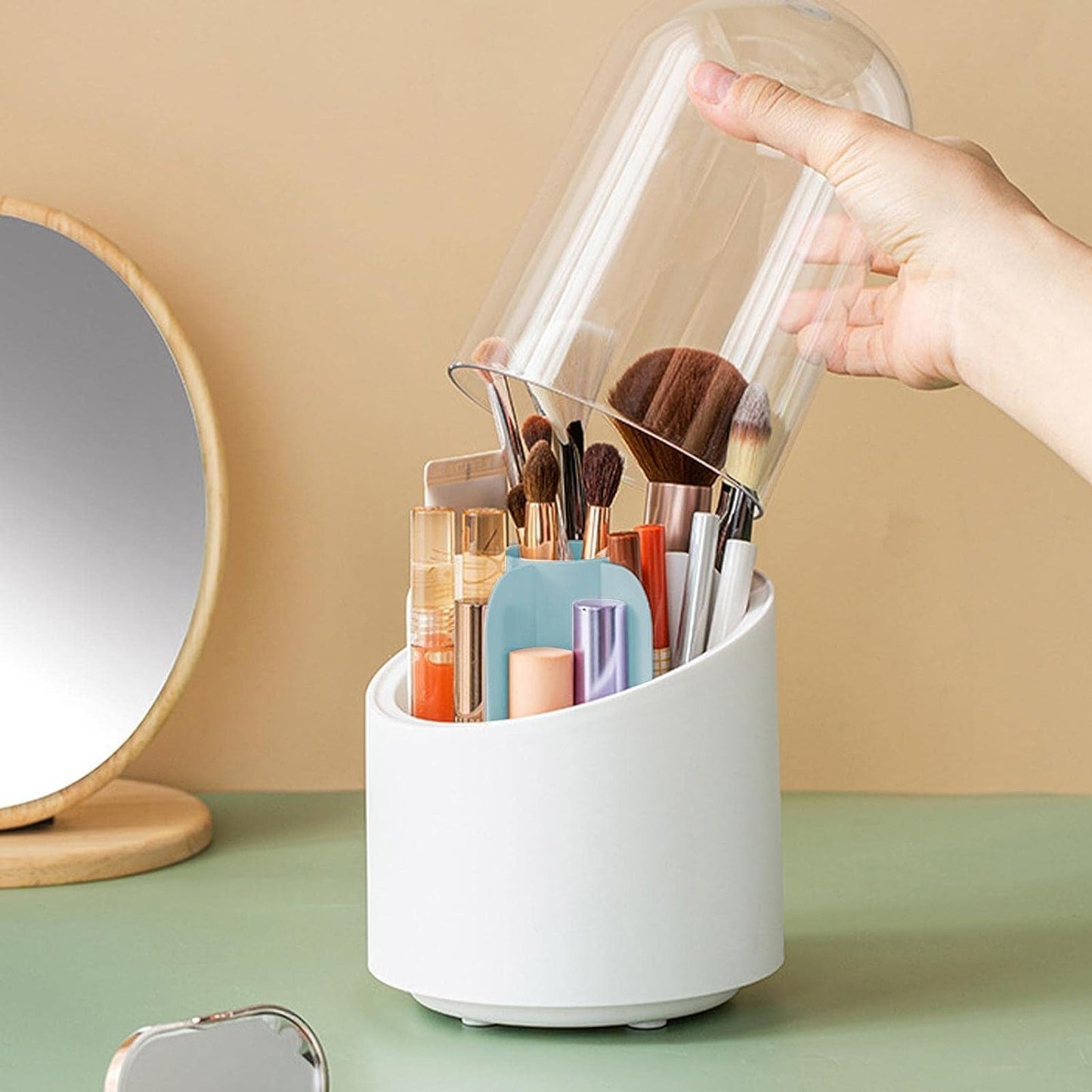 360° ROTATING MAKEUP BRUSH ORGANIZER