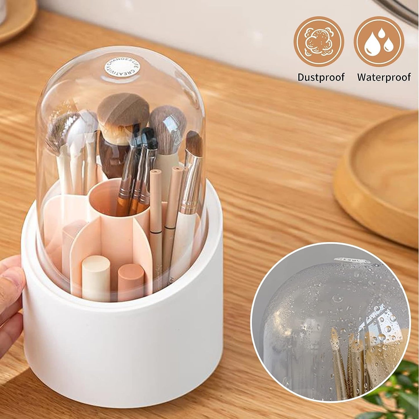 360° ROTATING MAKEUP BRUSH ORGANIZER
