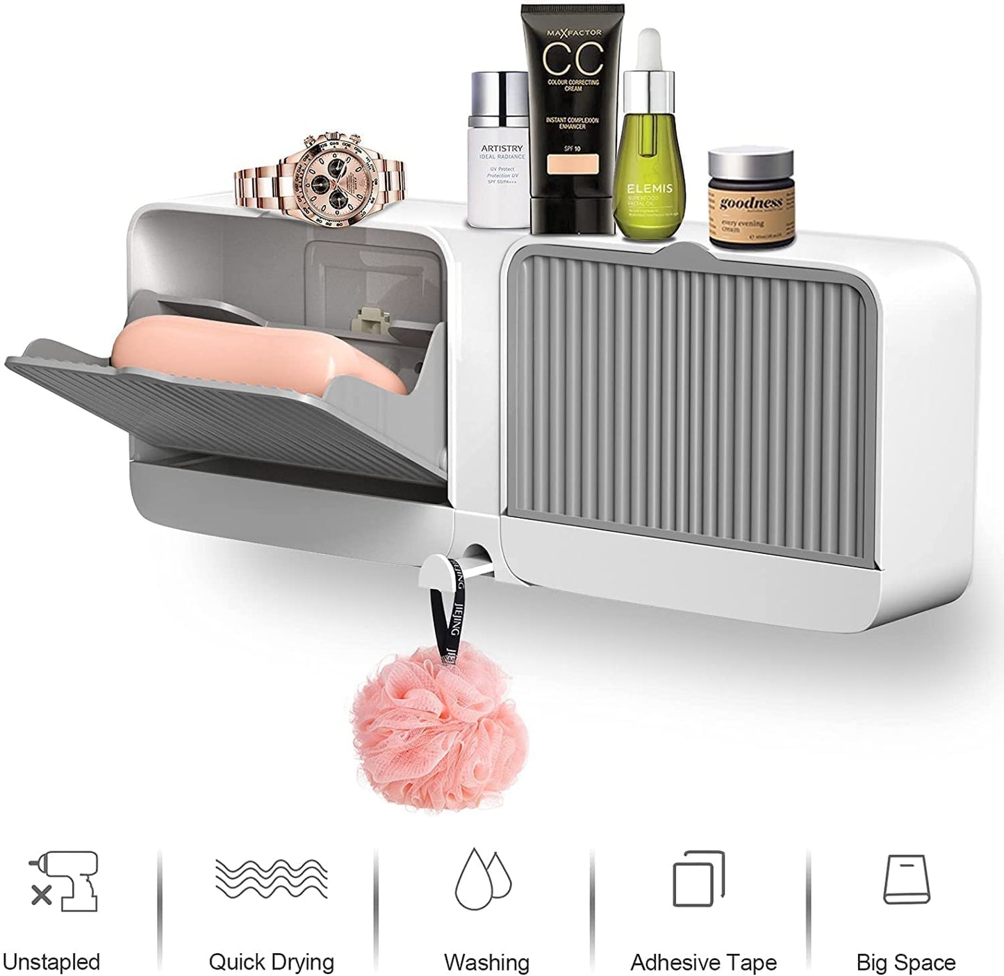 Double Bar Soap Dish with Drainage Box