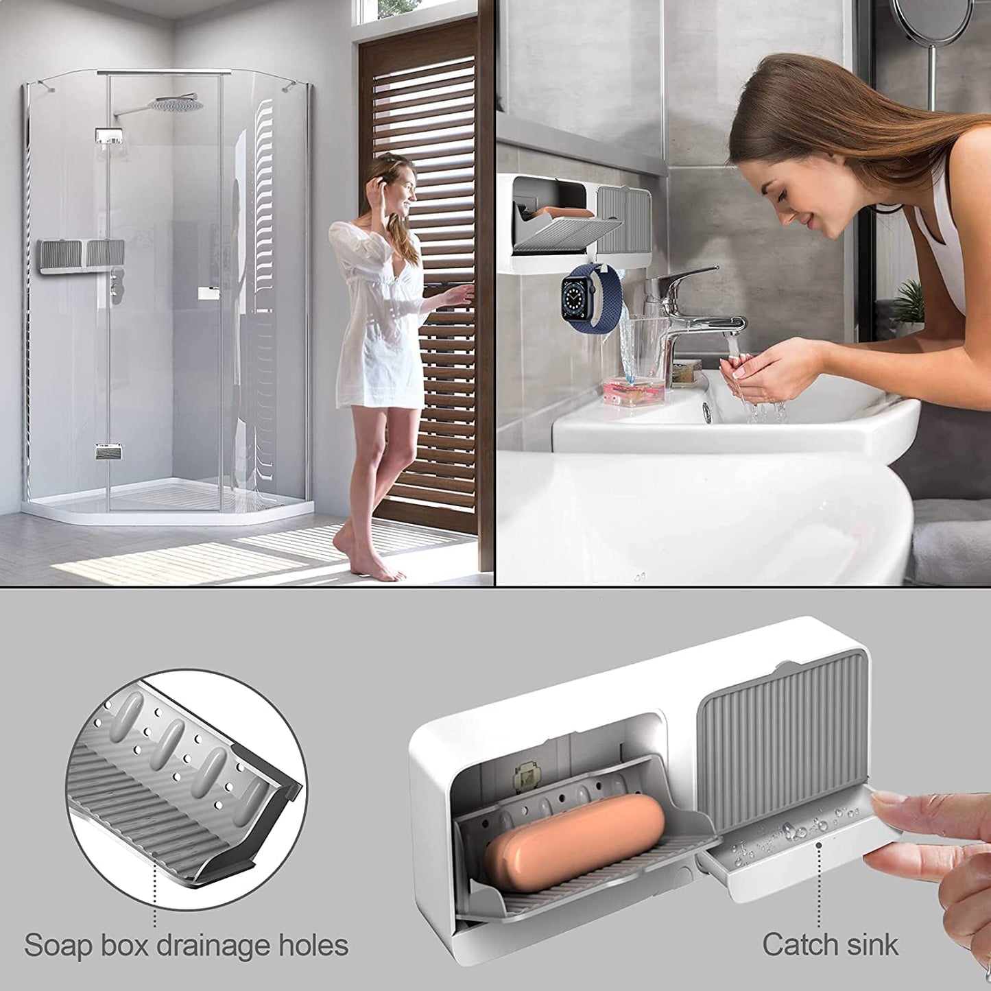 Double Bar Soap Dish with Drainage Box